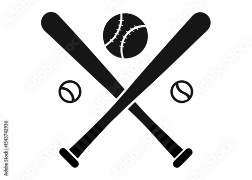 Crossed Bits Ball Icon Vector.  Crossed Bits Ball Sign. Isolated Contour Symbol Illustration
