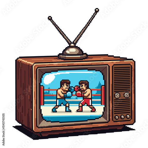Retro boxing match scene featuring vintage fighters in a colorful setting