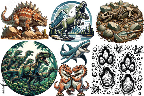 Dinosaurs Vector Collection Set Resizable, Printable, Editable Clipart for Kids & Education