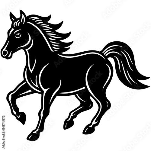 Horse running clean vector