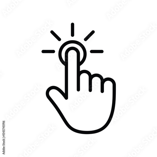 Hand pressing button icon touchscreen interface