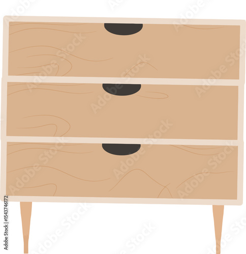 Wooden Chest of Drawers: Minimalist style chest of drawers, the clean lines and warm tones create a sense of tranquility and timeless design.