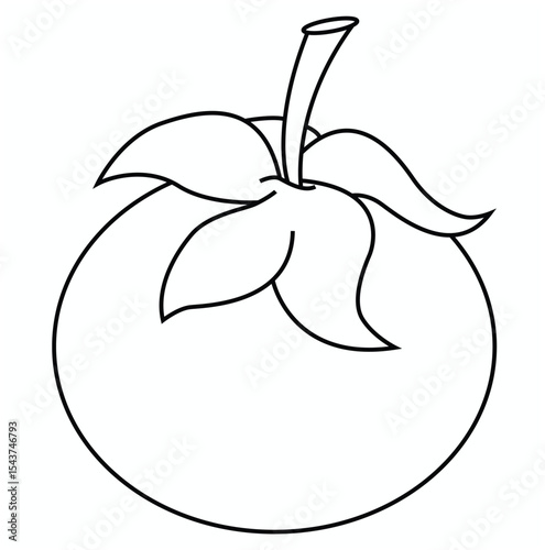 Cute cartoon hand drawn vector tomato outline.