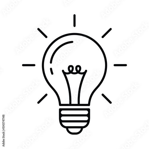 Line art light bulb idea icon illustration