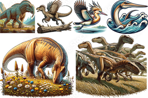 Dinosaurs Vector Collection Set Resizable, Printable, Editable Clipart for Kids & Education