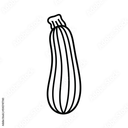 Single line drawing of a zucchini vegetable