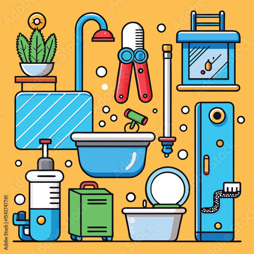 Bathroom elements vector illustration