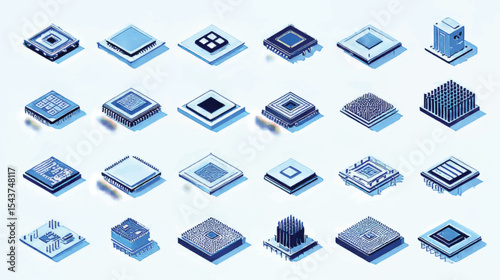 Innovative Microchip Technology: Abstract Digital Design in Blue Tones Showcasing Advanced Electronics and AI Concepts