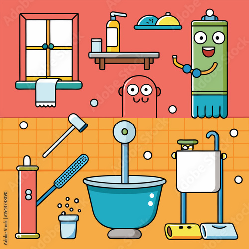 Bathroom elements vector illustration