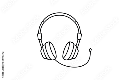 Simple line drawing of headphones with microphone