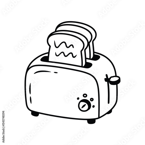 Simple line drawing of toaster with toast