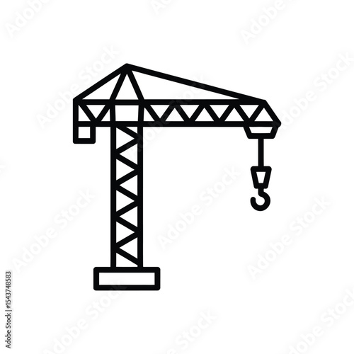 Construction crane icon black line art illustration
