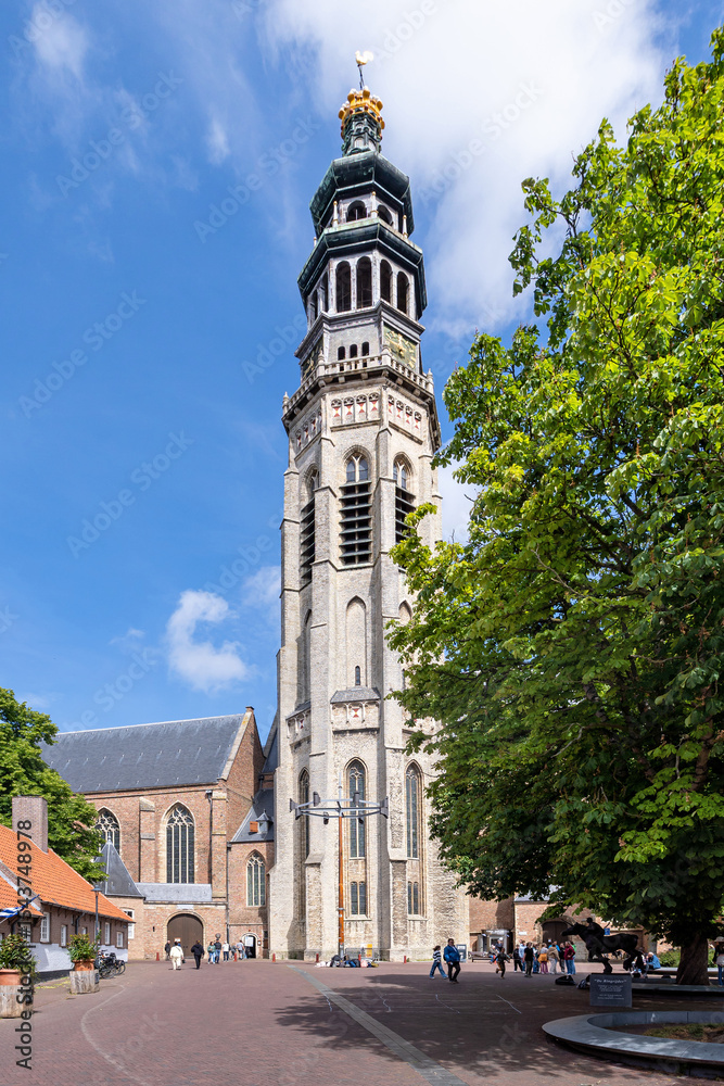 Obraz premium Lange Jan (Tall John) abbey tower in Middelburg, Zeeland, Netherlands