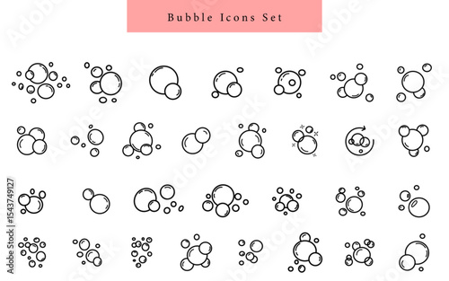 bubbles flat wine icon set clipart hand drawn aquatic set