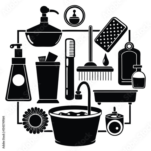 Bathroom elements vector illustration
