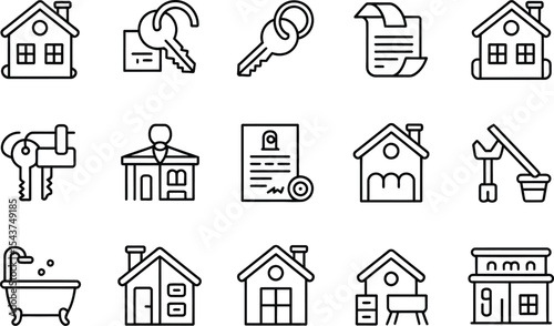 Real estate icons isolated on white background