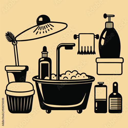 Bathroom elements vector illustration