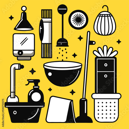 Bathroom elements vector illustration