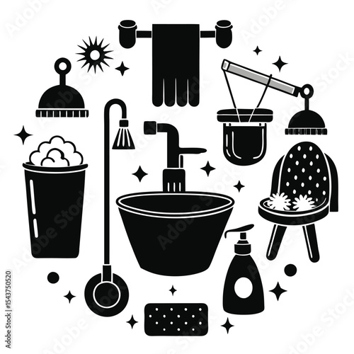 Bathroom elements vector illustration