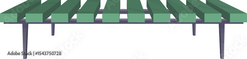 Wooden Bench: A simple and minimalist green wooden bench, crafted for serene moments of contemplation and relaxation. 