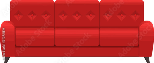 Elegant Red Couch: A sophisticated illustration of a plush, red three-seater sofa, embodying comfort and style in a modern living space.