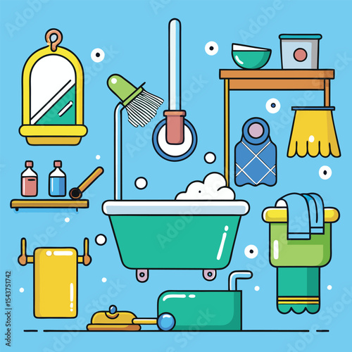 Bathroom elements vector illustration