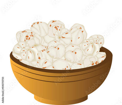 Makhana in a Bowl Vector Illustration (Royalty Free)