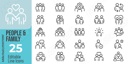 people and family Line Editable Icons set. Vector illustration in modern thin line style of relationships related icons