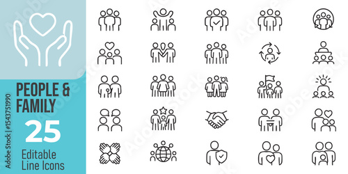 people and family Line Editable Icons set. Vector illustration in modern thin line style of relationships related icons