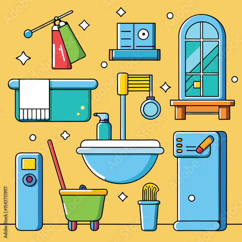 Bathroom elements vector illustration