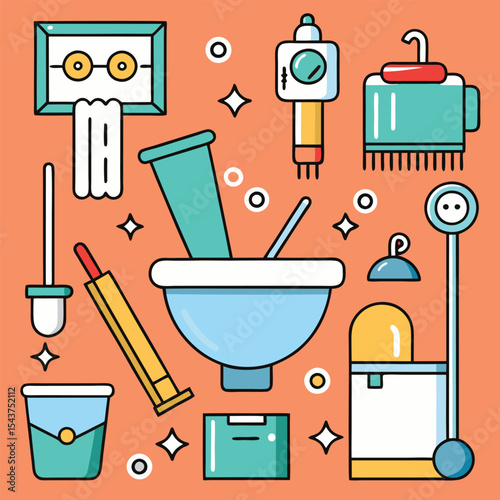 Bathroom elements vector illustration