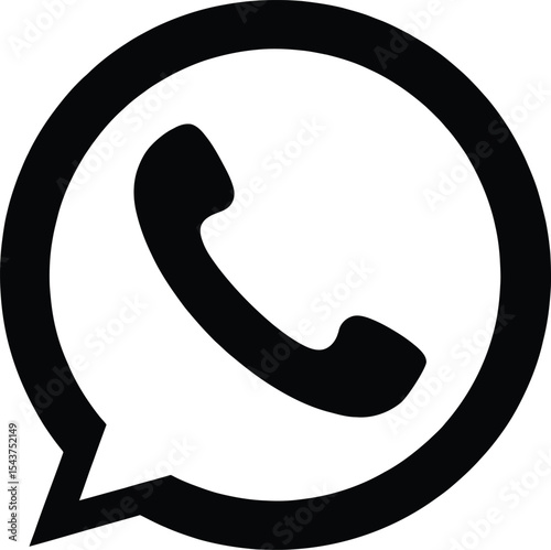Black whatsapp icon in speech bubble graphic.