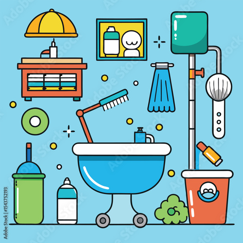 Bathroom elements vector illustration