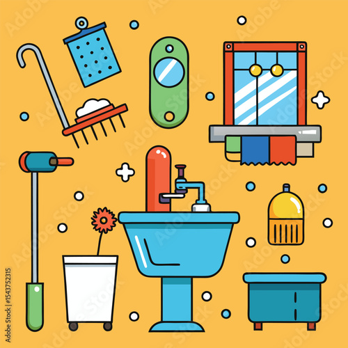 Bathroom elements vector illustration