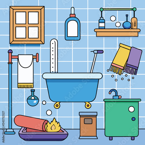 Bathroom elements vector illustration