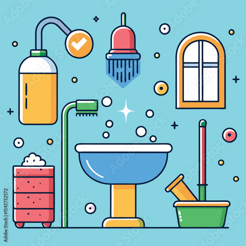Bathroom elements vector illustration