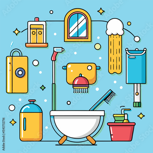 Bathroom elements vector illustration