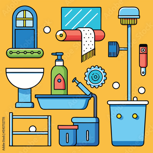 Bathroom elements vector illustration