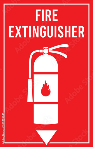 Red Fire extinguisher. Firefighters tools for flame fighting attention colored vector symbol for fire station, Fire extinguisher sign, vector illustration