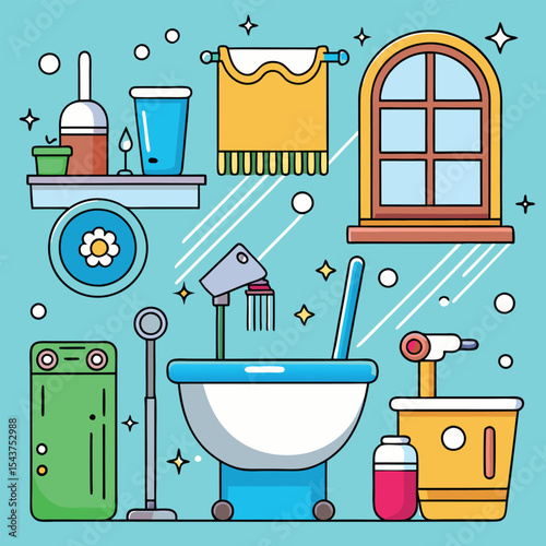 Bathroom elements vector illustration
