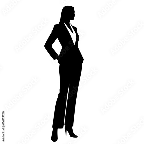 Silhouette of a confident businesswoman in a pantsuit, vector illustration
