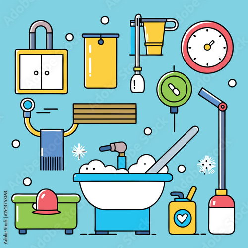 Bathroom elements vector illustration