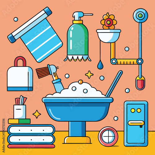 Bathroom elements vector illustration