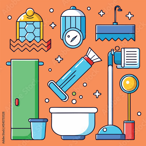 Bathroom elements vector illustration