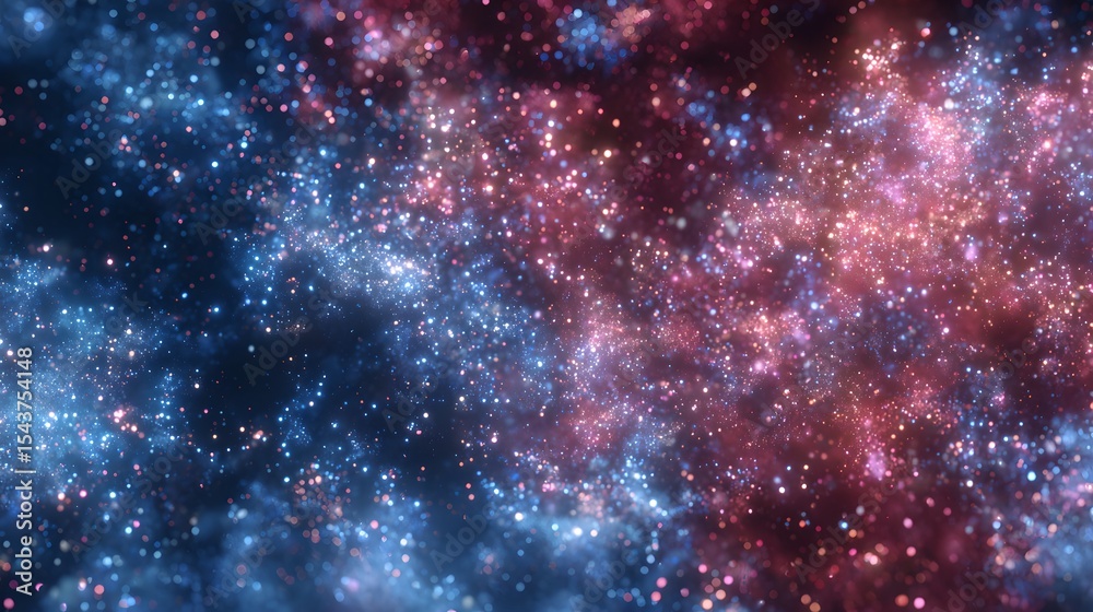 Fototapeta premium A cosmic expanse featuring a blend of blue and pink hues with countless sparkling particles scattered around