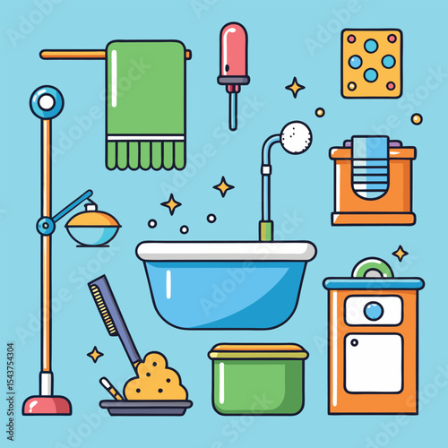 Bathroom elements vector illustration