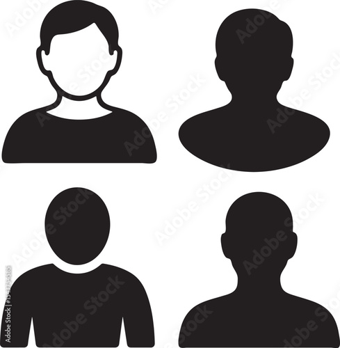 Headshot silhouette icon set male female vector
