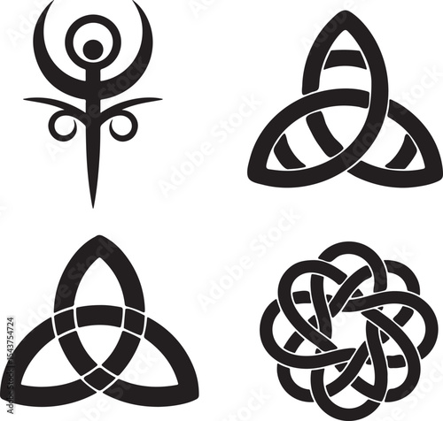 Spiritual symbol icon set black silhouette vector