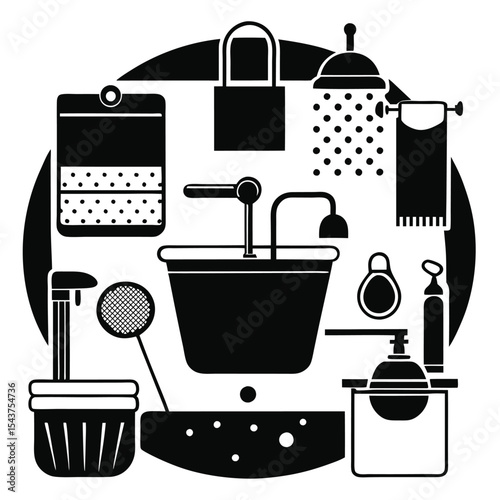 Bathroom elements vector illustration
