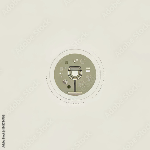 Minimalist Wine Glass Icon with Earthy Tones: Modern Drinkware Art